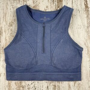 Offline By Aerie Seamless Front Zip Sports Bra Coast Blue Womens Size Medium
